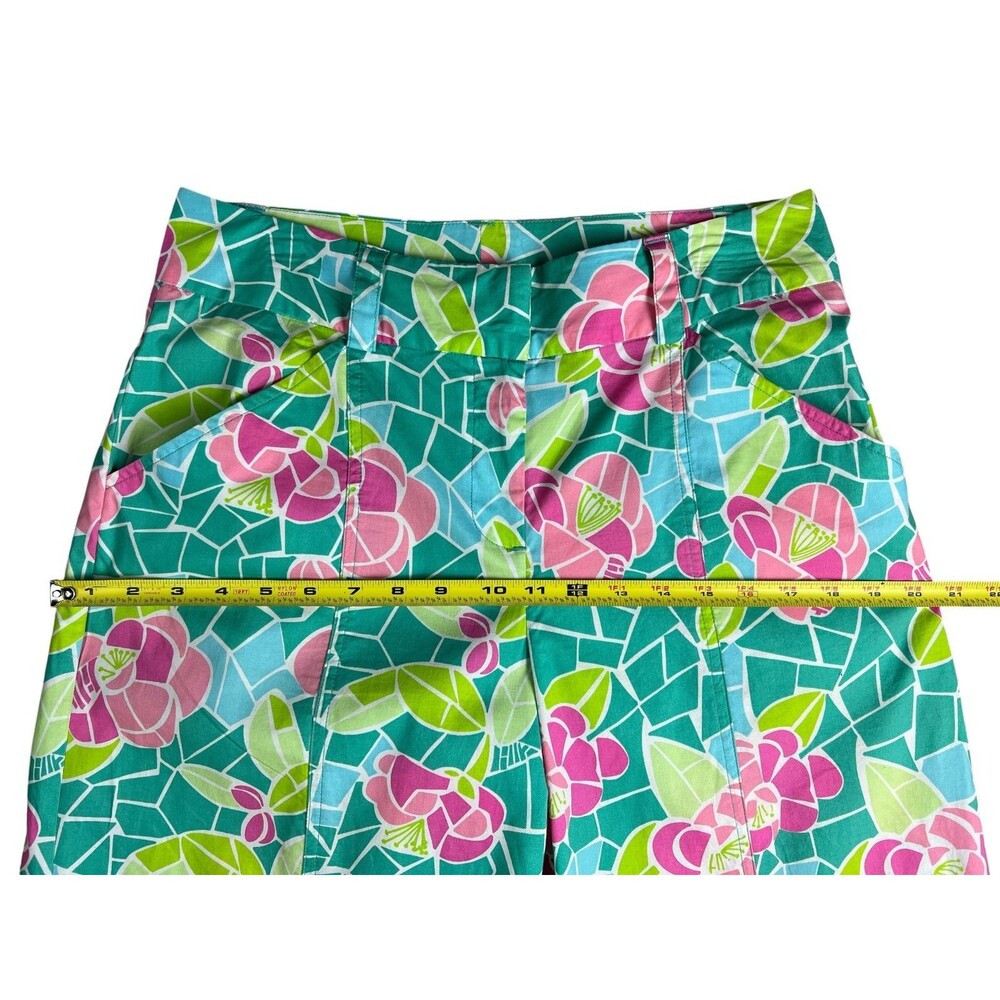 Lilly Pulitzer Pink & Green Floral Mozaic High Waist Wide Leg Pants  Size 8 - Picture 4 of 13